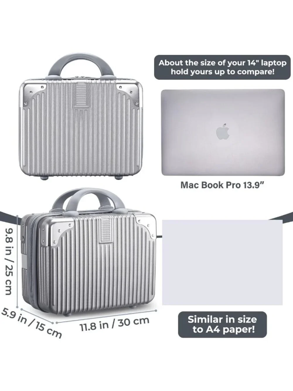 14-Inch Hard Shell Makeup Case - Mini Cosmetic Suitcase for Travel & Storage